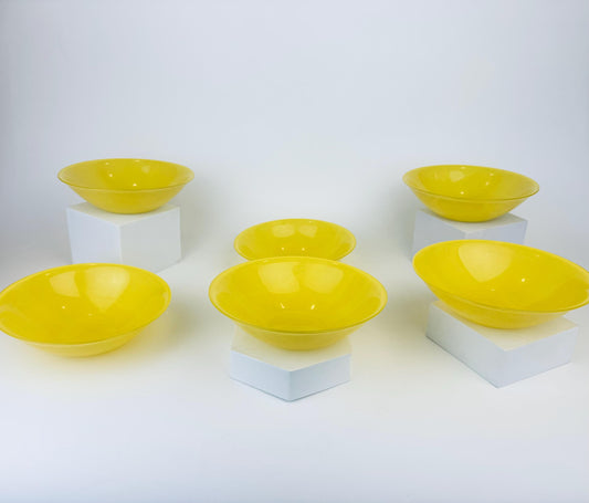 Product image for 'vintage arc france citron yellow glass bowls set of six 6 made in france memphis style decor' (view 4f5883)