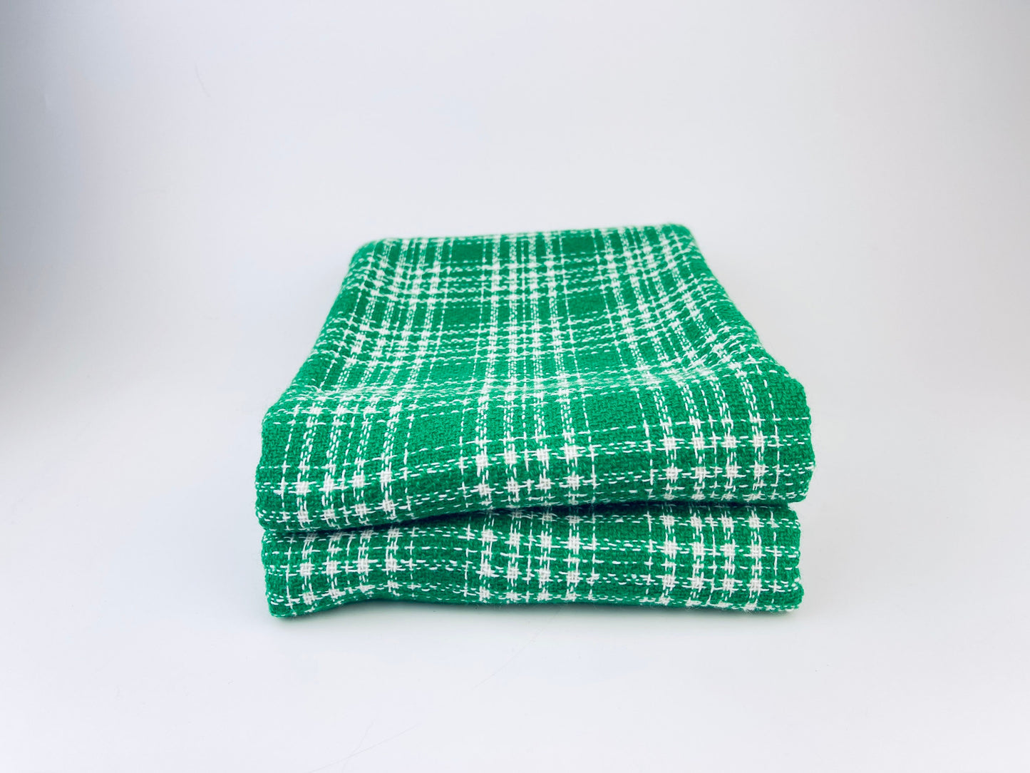 Product image for 'vintage green white plaid fabric 42 x 60' (view c07f4a)