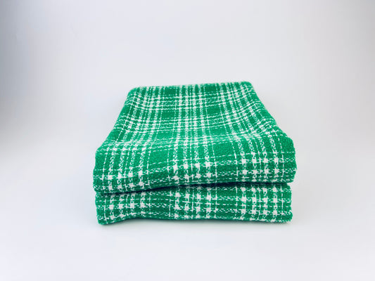 Product image for 'vintage green white plaid fabric 42 x 60' (view c07f4a)