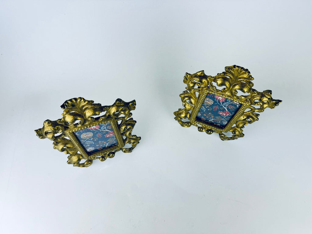 Product image for 'vintage ornate hollywood regency heavy solid brass tabletop frame 2 x 3 attractive aged metal patina sold separately' (view a52265)