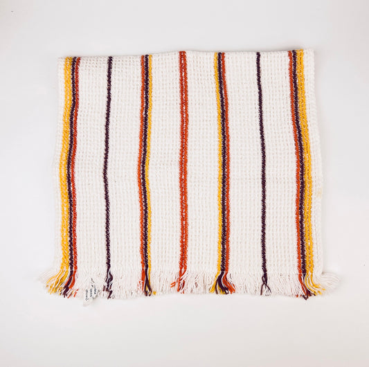 Vintage Rectangular Striped Waffle Hand Towels - Set of Two (2) - 100% Cotton