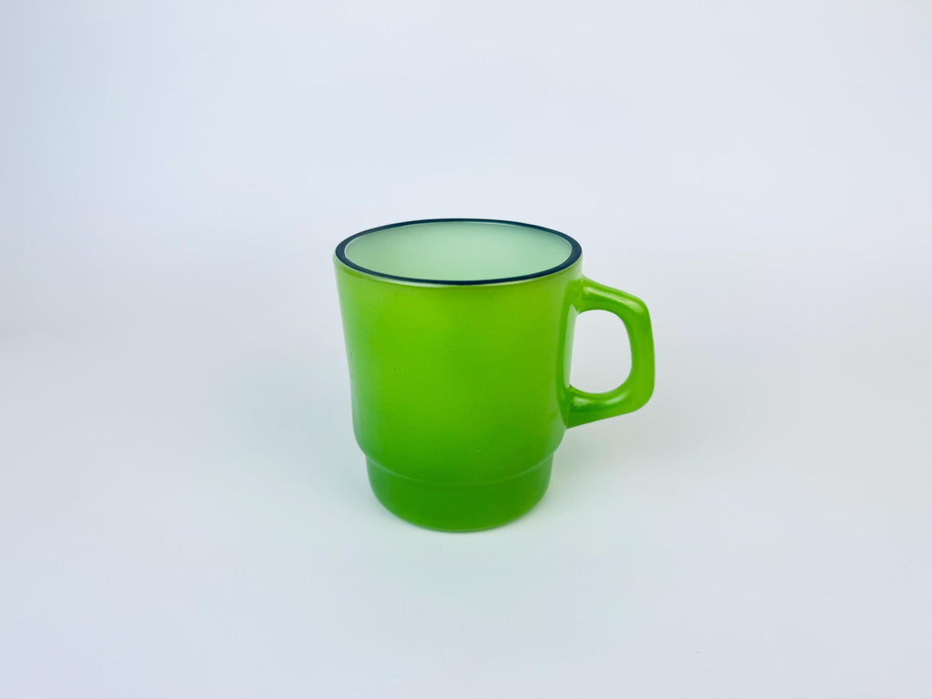 Product image for 'vintage anchor hocking fire king black rim stacking glass mug made in usa mugs sold separately' (view c16988)
