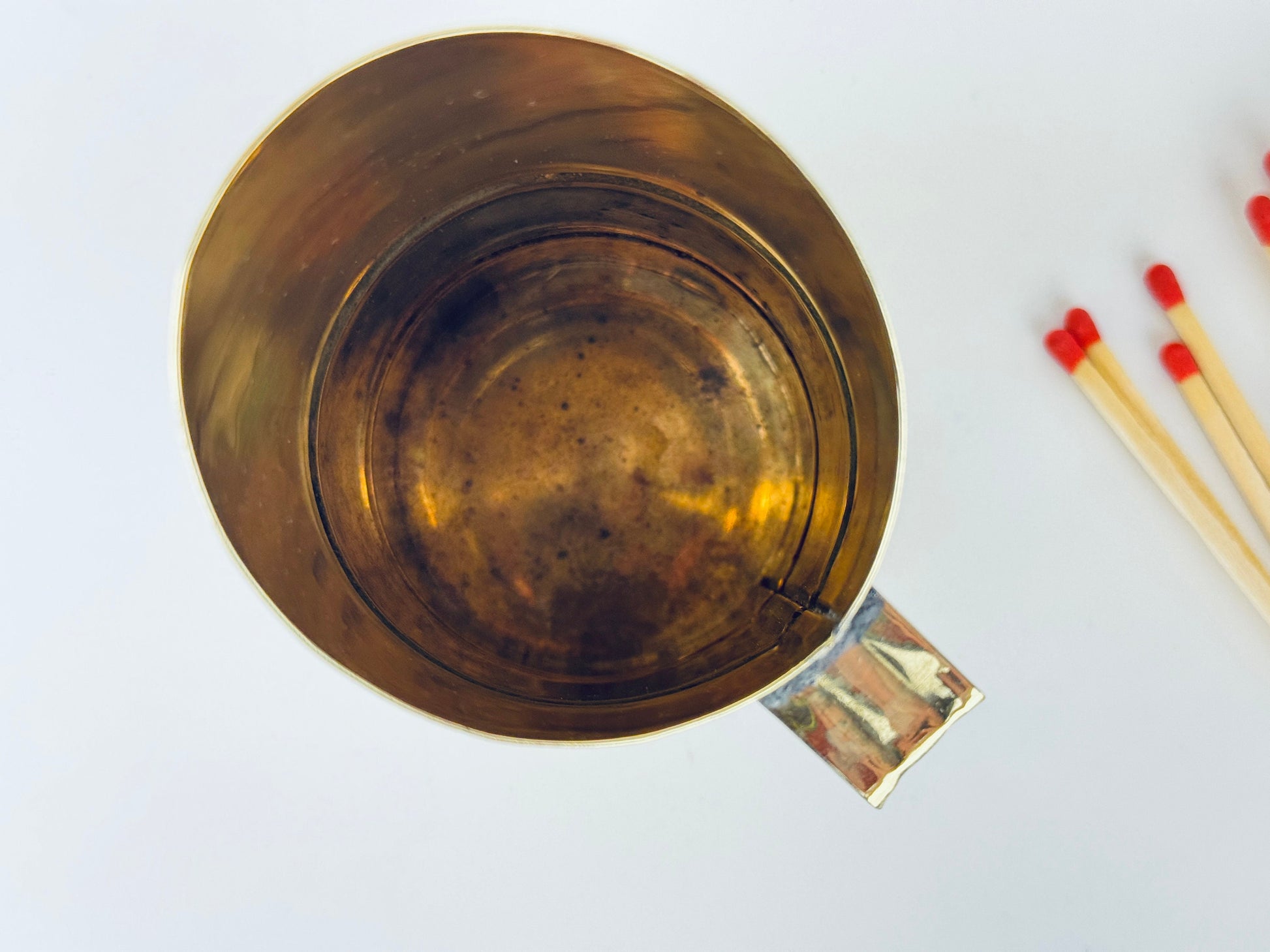 Product image for 'vintage brass match holder attractive aged metal patina' (view a90406)