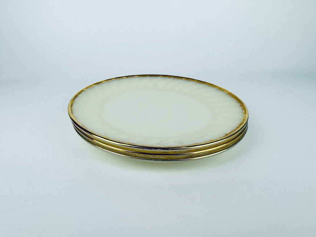 Product image for 'vintage fire king white gold gilt rim milk glass salad plates made in usa sold separately' (view 3c6ab9)
