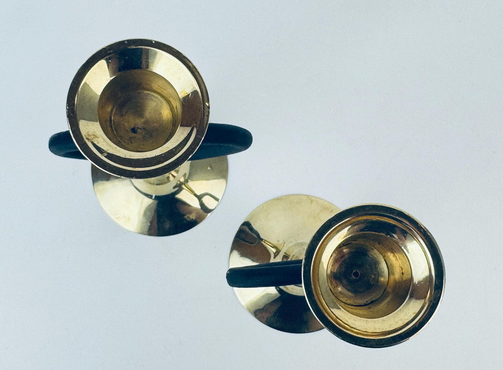 Product image for 'vintage brass heart candlestick holders romantic mid century pair' (view a7b246)