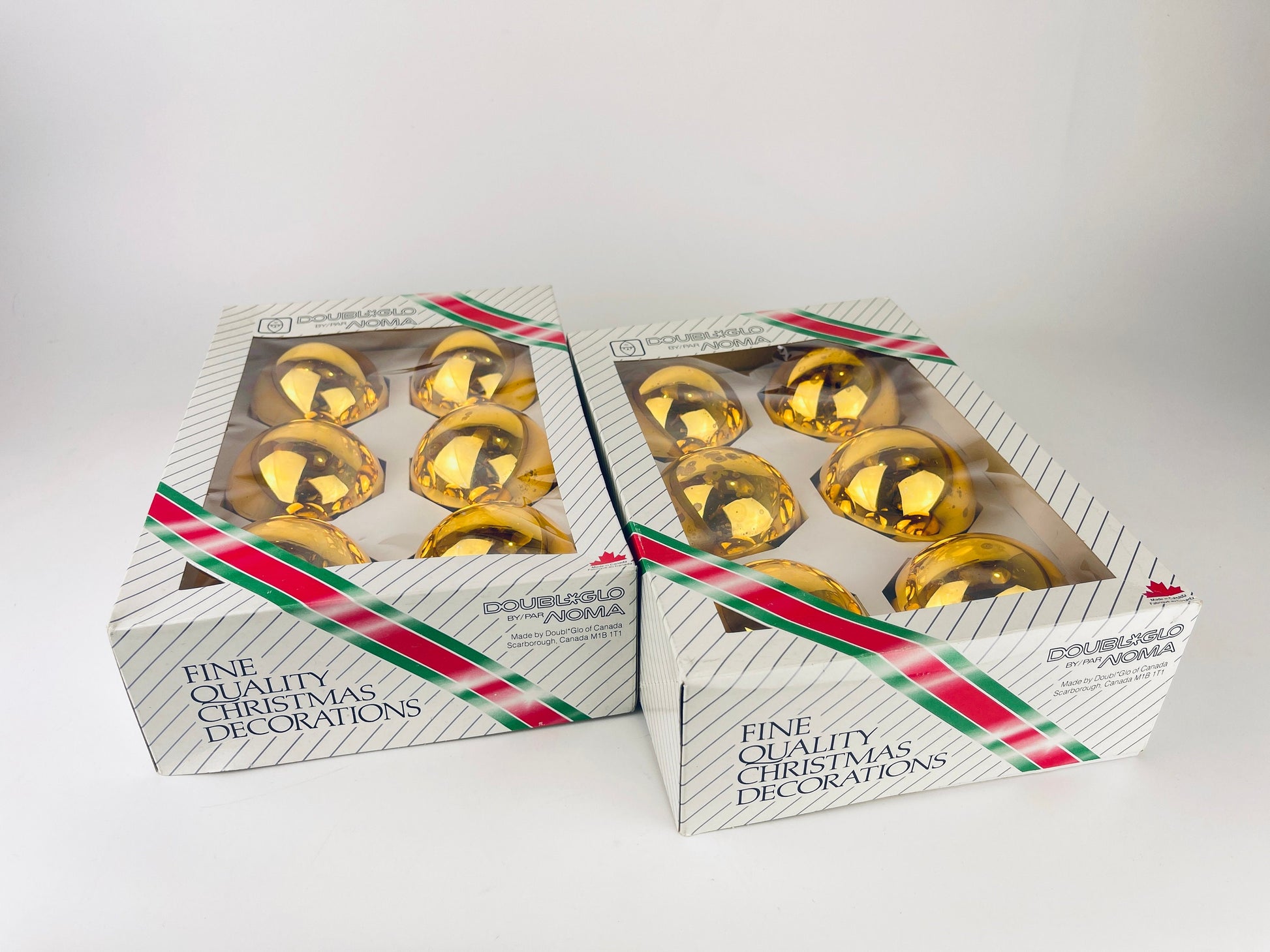 Product image for 'vintage gold mirror glass christmas tree ornaments set of six 6 made in canada by doubl glo noma sold separately' (view 61fd74)