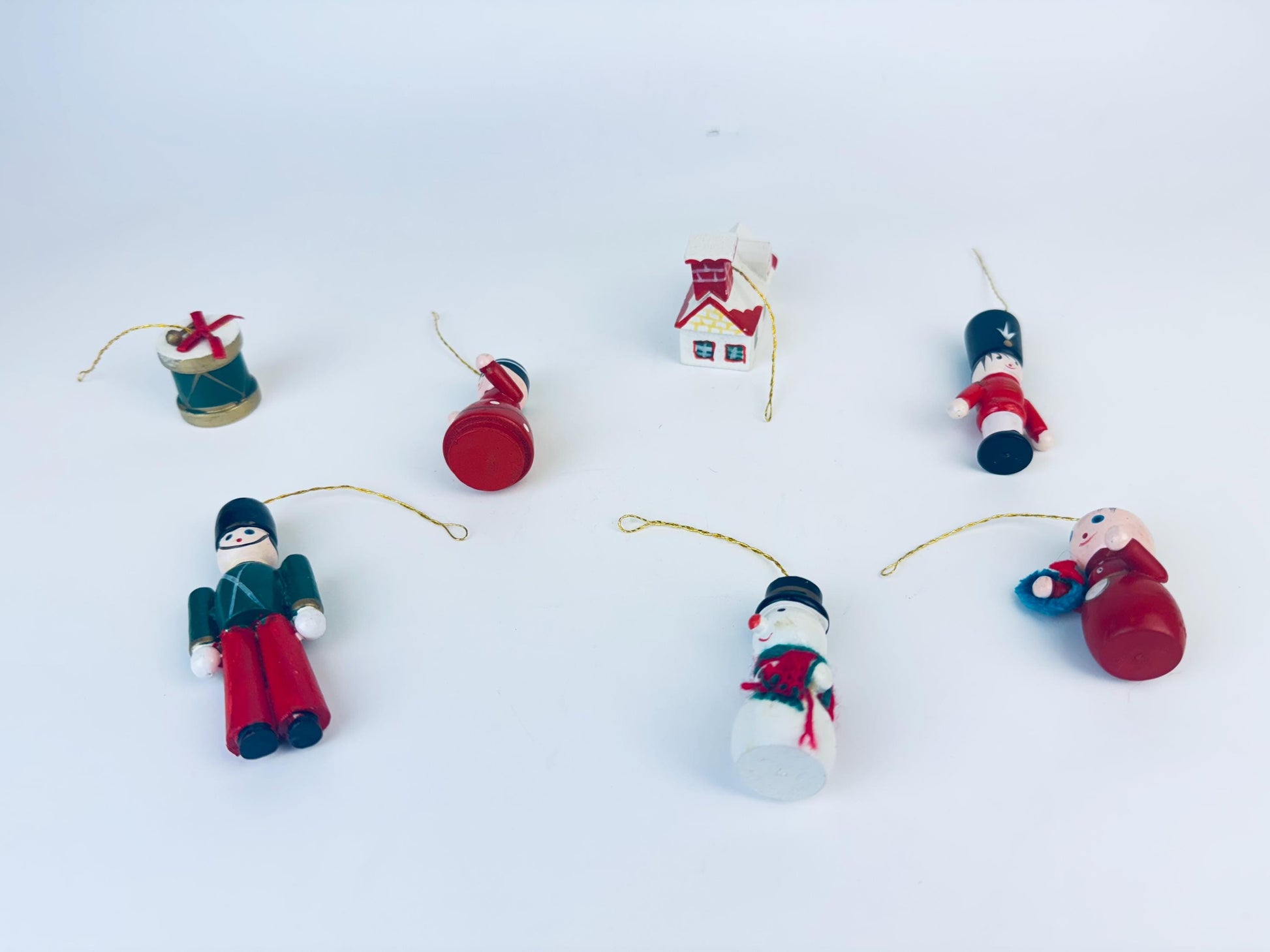 Product image for 'vintage hand painted wooden christmas tree ornaments sets sold separately' (view 6ae77a)