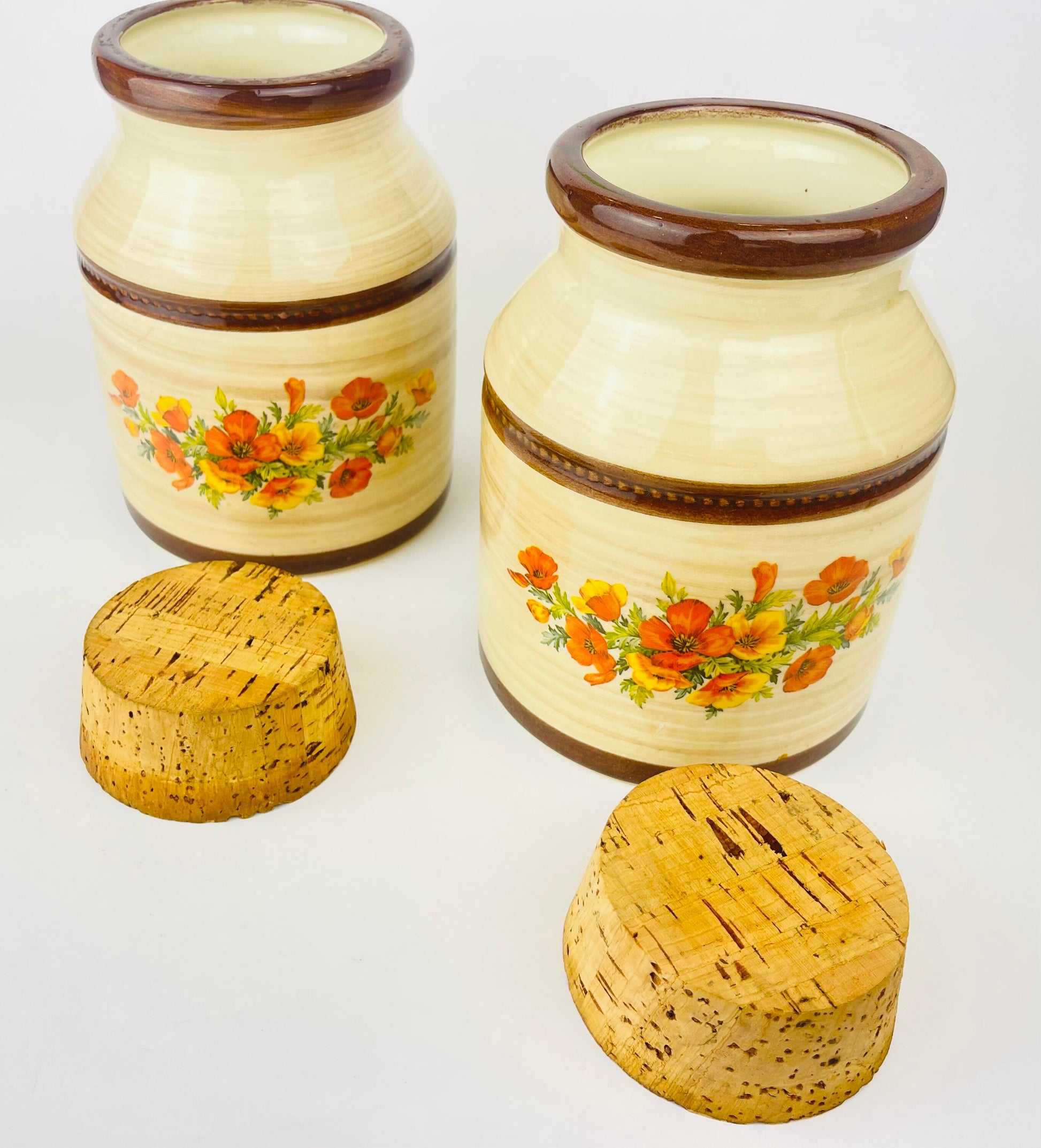 Product image for 'vintage floral ceramic countertop canister jars set of two 2 made in canada' (view 79de2d)