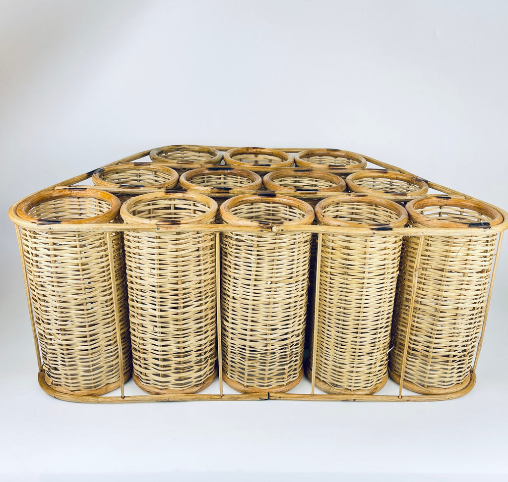 Product image for 'vintage bamboo rattan wine bottle rack twelve 12 bottle capacity' (view 675b53)