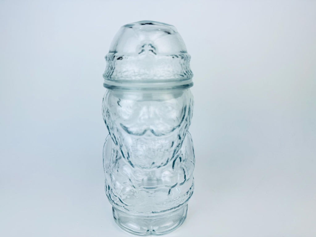 Product image for 'vintage textured clear glass santa jar air tight made in mexico christmas baking container candy jar' (view b4ce73)