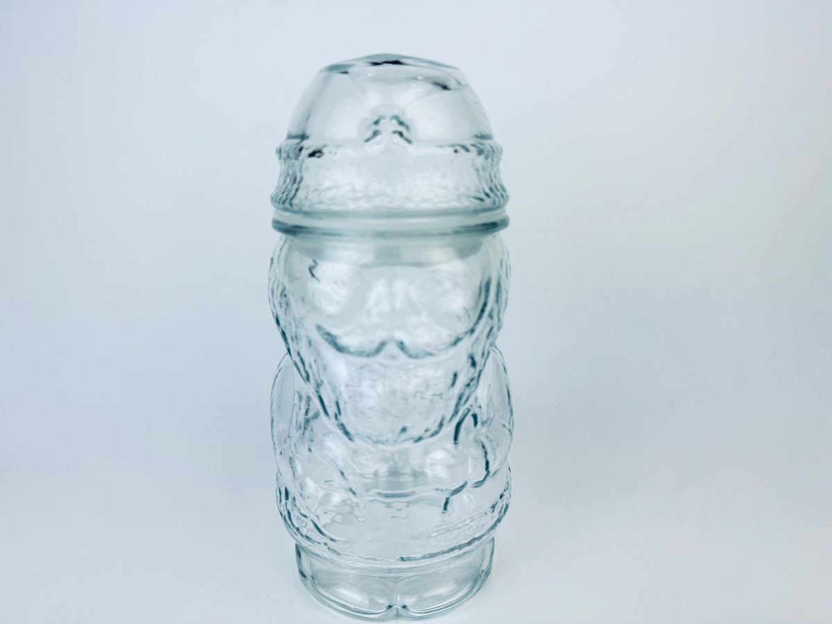 Product image for 'vintage textured clear glass santa jar air tight made in mexico christmas baking container candy jar' (view b4ce73)