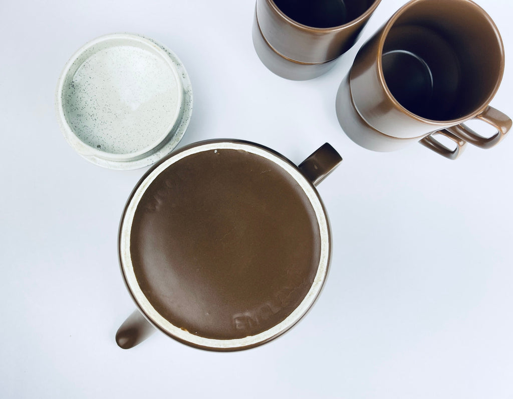Product image for 'vintage ceramic tea kettle mug set made in england by woods' (view fc79a4)