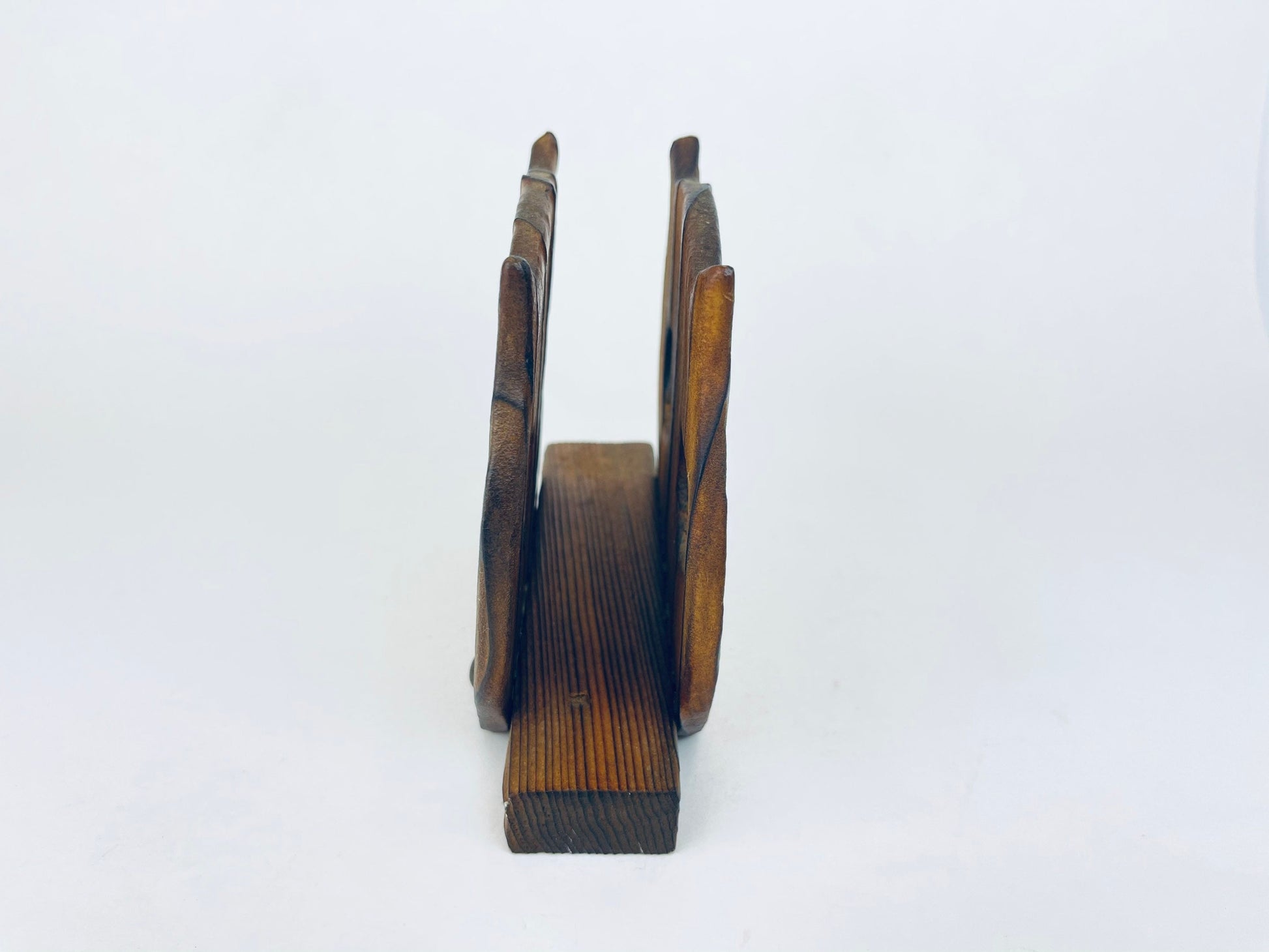 Product image for 'vintage wood owl napkin file holder textured wood grain metal rivets' (view 524408)