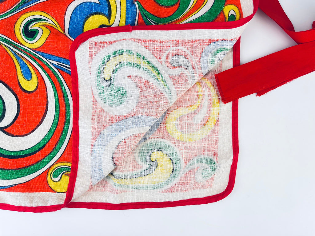 Product image for 'vintage paisley linen waist apron red strings' (view 585442)