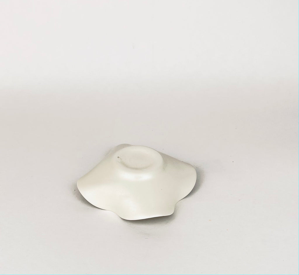 Product image for 'vintage 1970s ruffled white ceramic candlestick holder floral motif' (view c0472c)