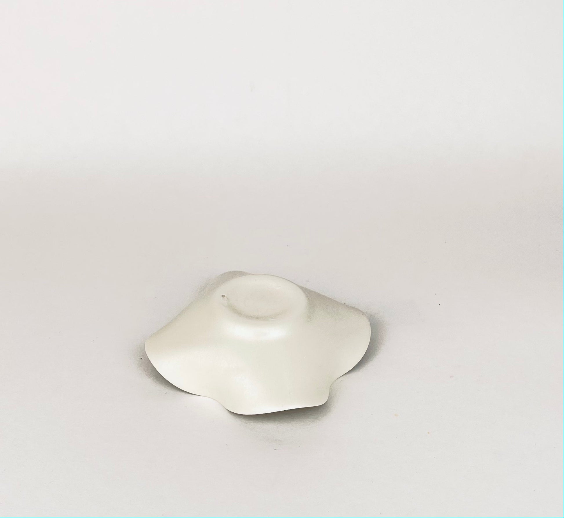 Product image for 'vintage 1970s ruffled white ceramic candlestick holder floral motif' (view c0472c)