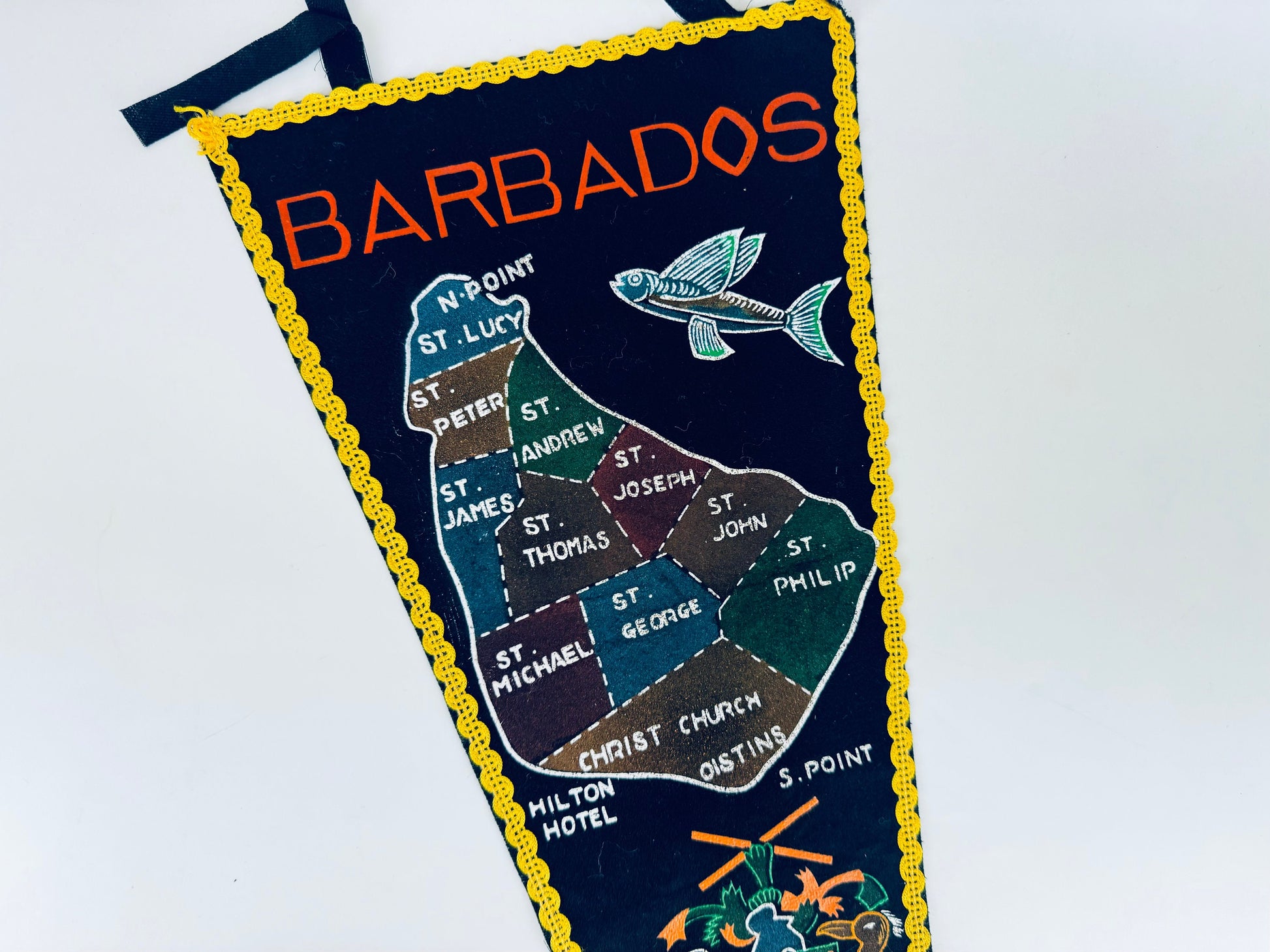 Product image for 'vintage barbados souvenir tapered pennant wall hanging' (view 7c5335)