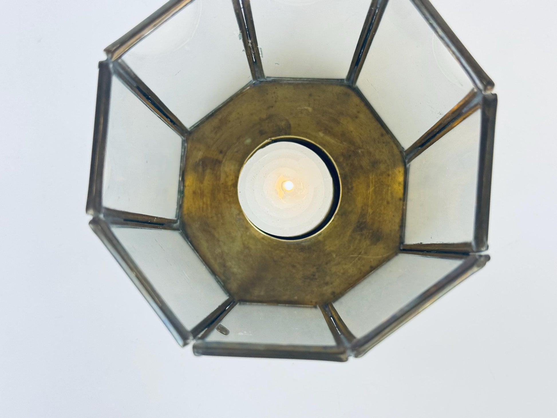 Product image for 'vintage brass glass double door display curio candleholder attractive aged brass patina' (view cadc86)