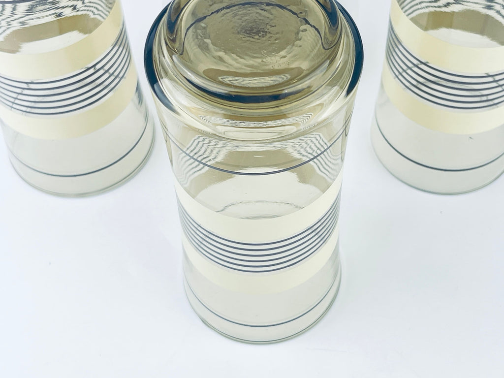 Product image for 'vintage beige brown striped water glasses set of four 5' (view a88e66)