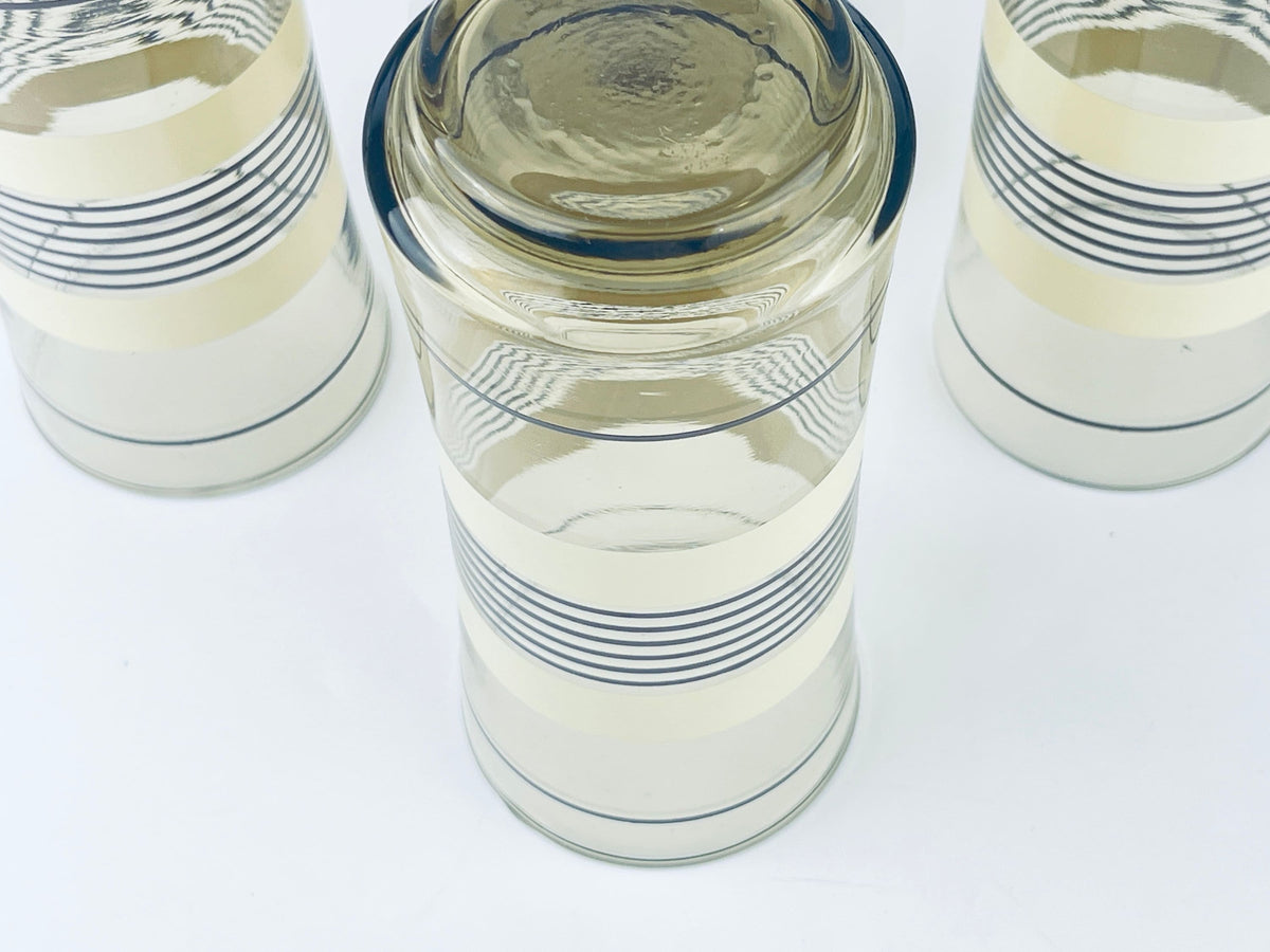 Product image for 'vintage beige brown striped water glasses set of four 5' (view a88e66)