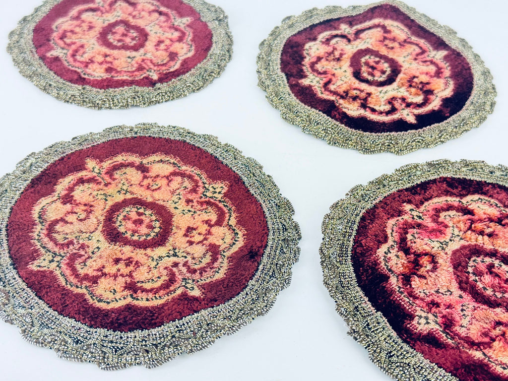 Product image for 'vintage round floral dressing table mats doilies metallic lace trim made in belgium sets sold separately' (view 5afb67)
