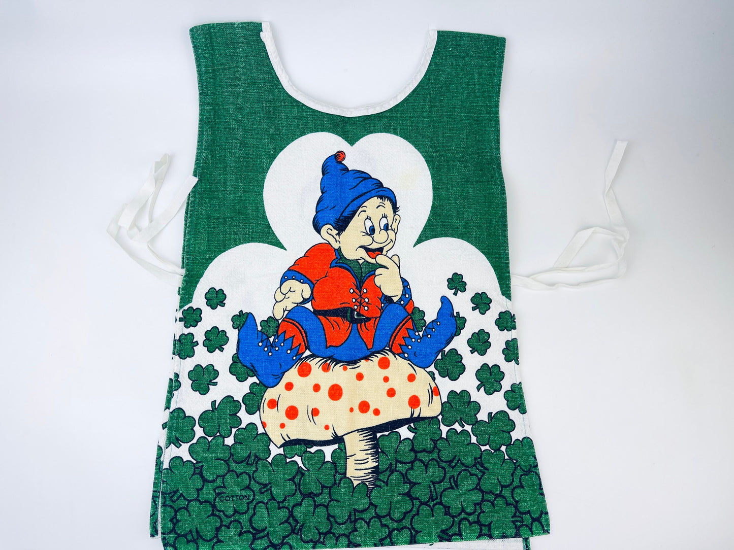 Product image for 'vintage 1970s merry mushroom cotton bib vest whimsical retro charm' (view c6e164)