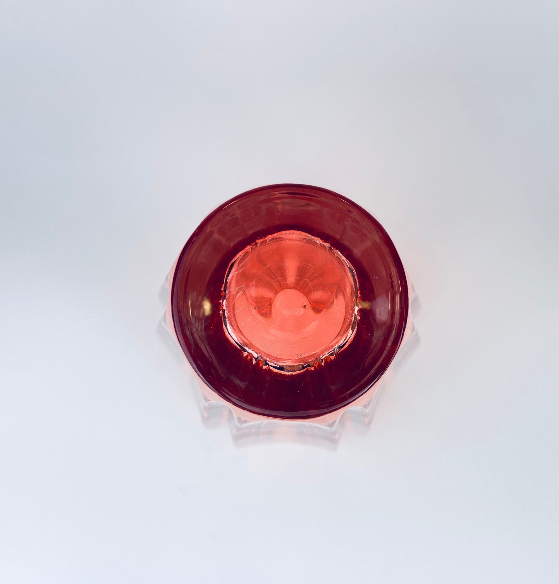 Product image for 'vintage cranberry red heavy glass vase ridged line exterior' (view 7c6fa0)
