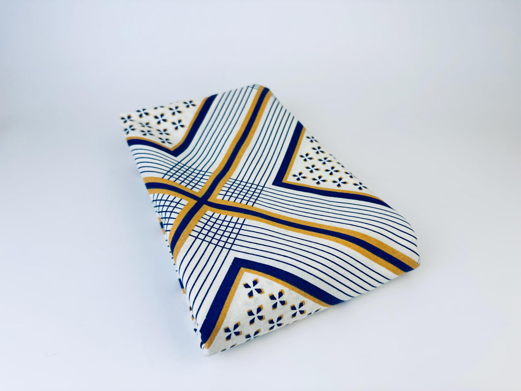 Product image for 'vintage blue yellow white striped fabric material 50 x 78' (view 4faa92)