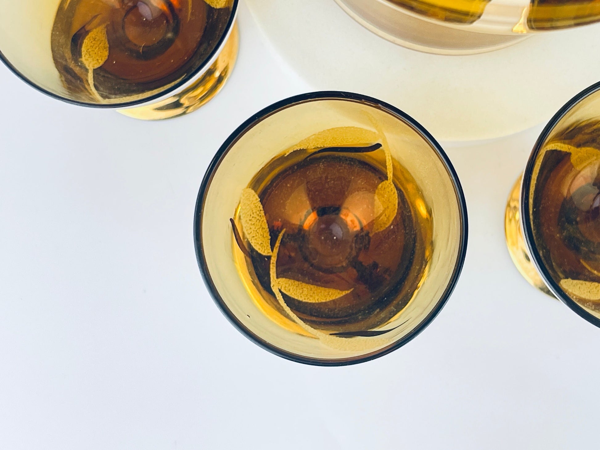 Product image for 'vintage amber gold striped glass barware set decanter shot glasses bohemia crystal made in czechoslovakia barware gift' (view 477ebe)