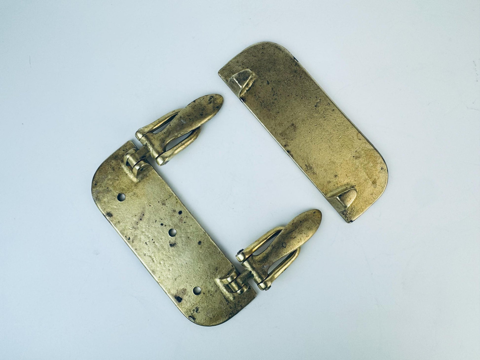 Product image for 'vintage solid brass double latch hardware attractive aged metal patina' (view ba9305)