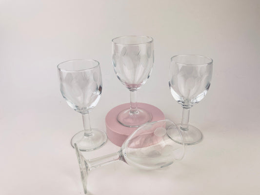 Product image for 'vintage etched polka dot clear port sherry glasses set of four 4' (view afaff9)