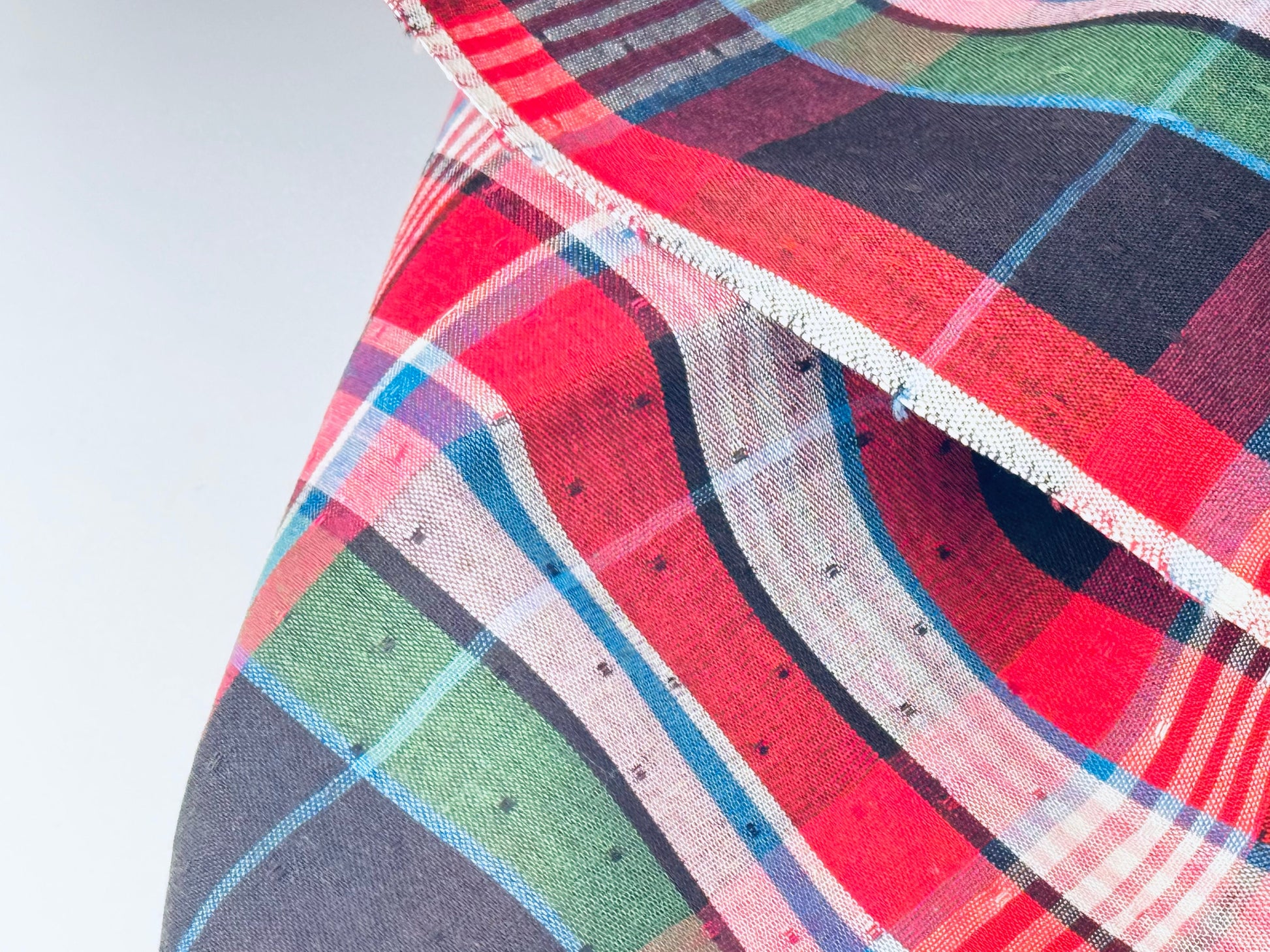 Product image for 'vintage red black plaid square dot polyester fabric 35 x 73' (view 179bc6)