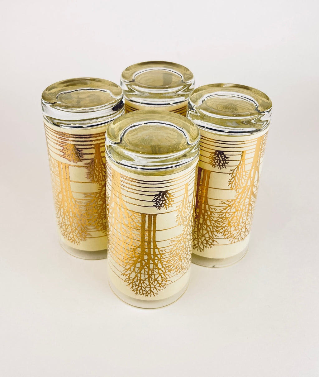 Product image for 'vintage beige gold tree water glasses set of four 4' (view 83dbe7)
