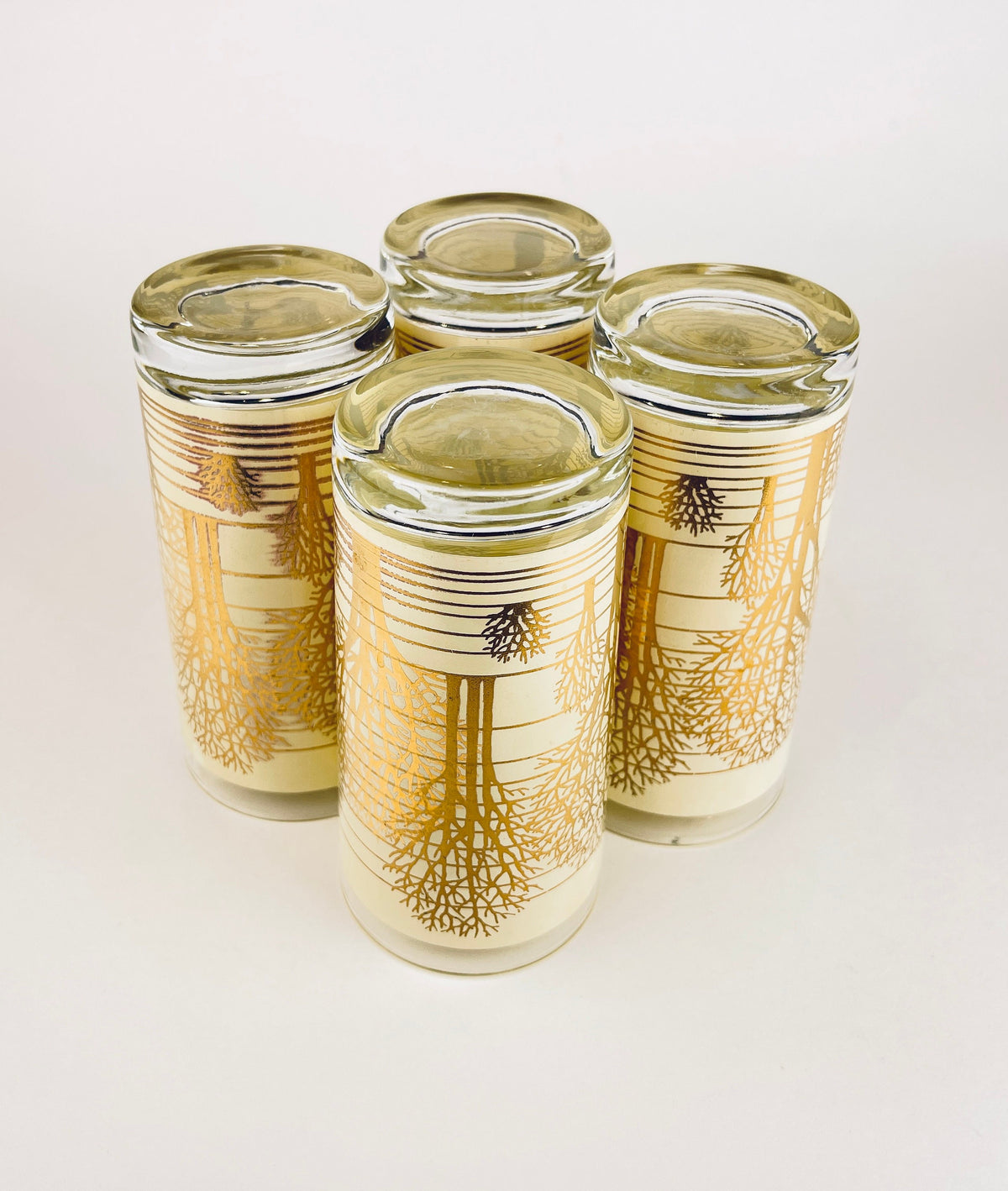 Product image for 'vintage beige gold tree water glasses set of four 4' (view 83dbe7)