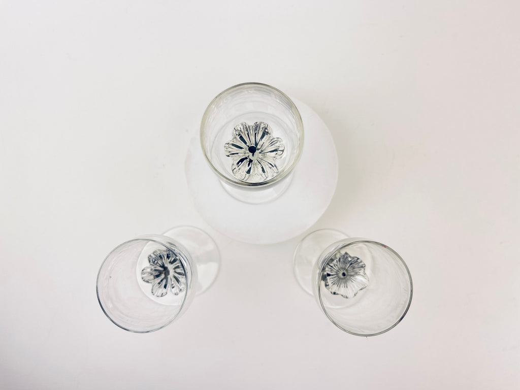 Product image for 'vintage exquisite belfor glasses or decanter czech clear black stripe art glass' (view b662ce)