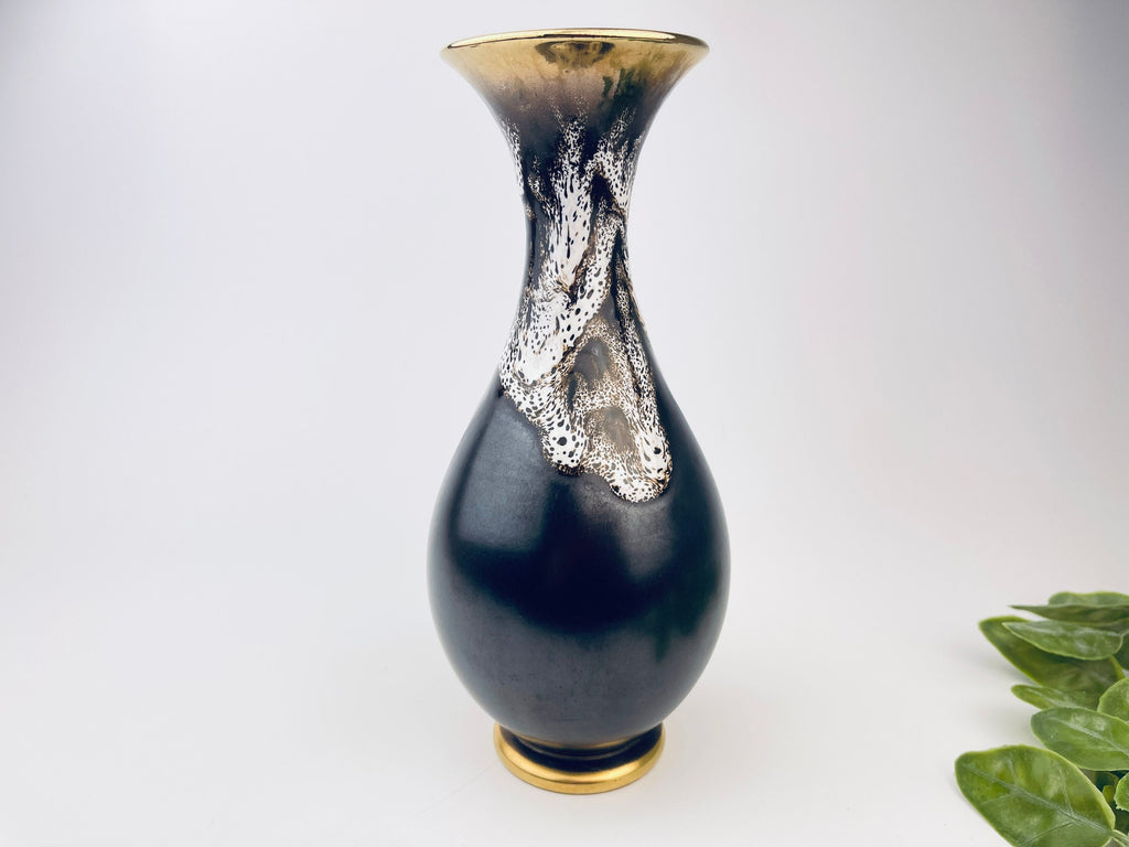 Product image for 'vintage lava brown gold drip glaze bud vase made in germany' (view 8f86f8)