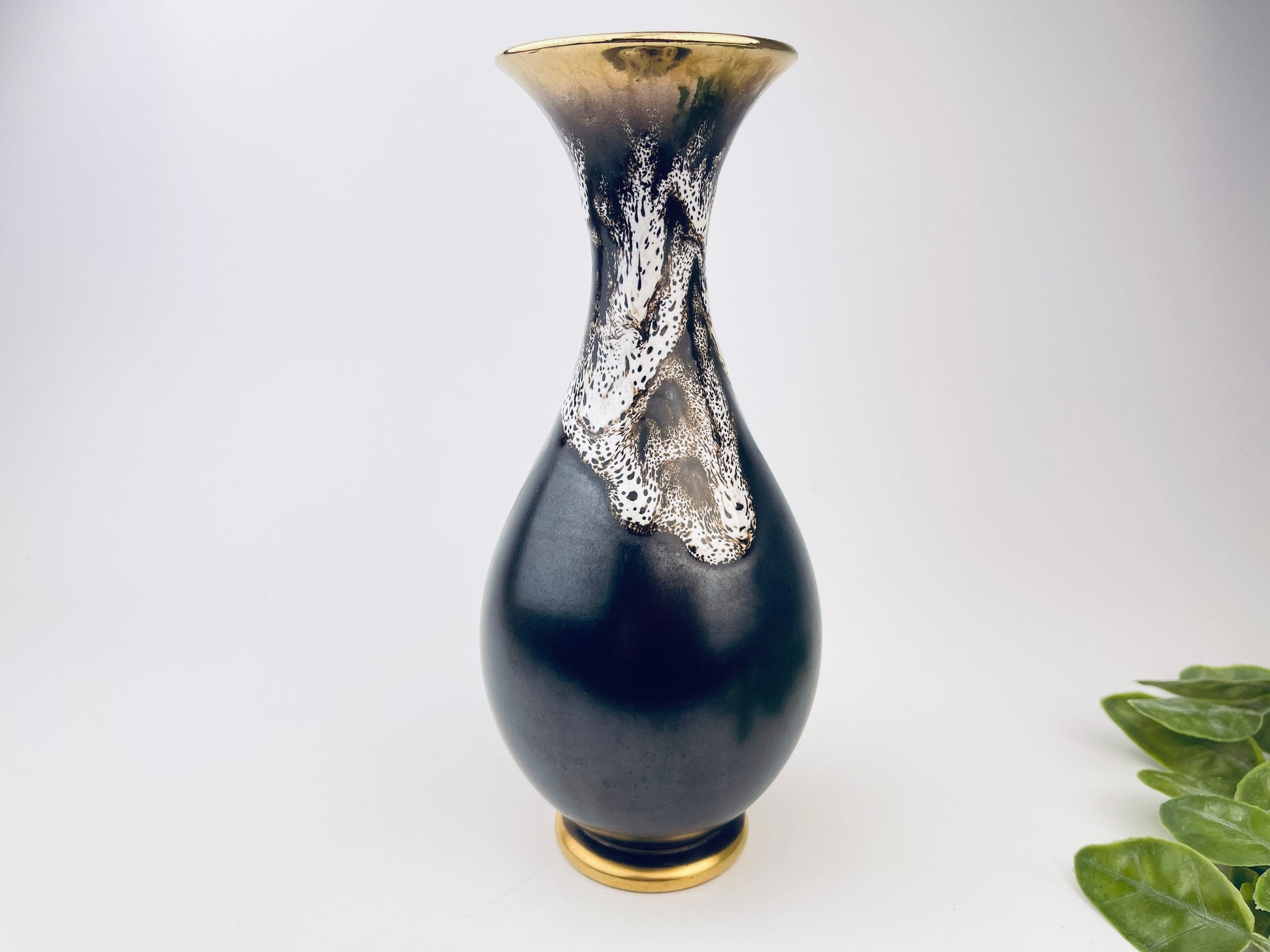 Product image for 'vintage lava brown gold drip glaze bud vase made in germany' (view 8f86f8)