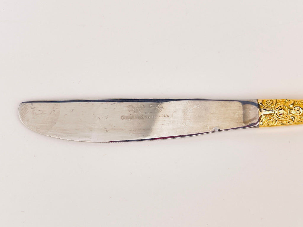 Product image for 'vintage ornate gold plated northcraft royal sealy flatware silverware made in japan stainless steel pieces sold separately' (view ff72c7)