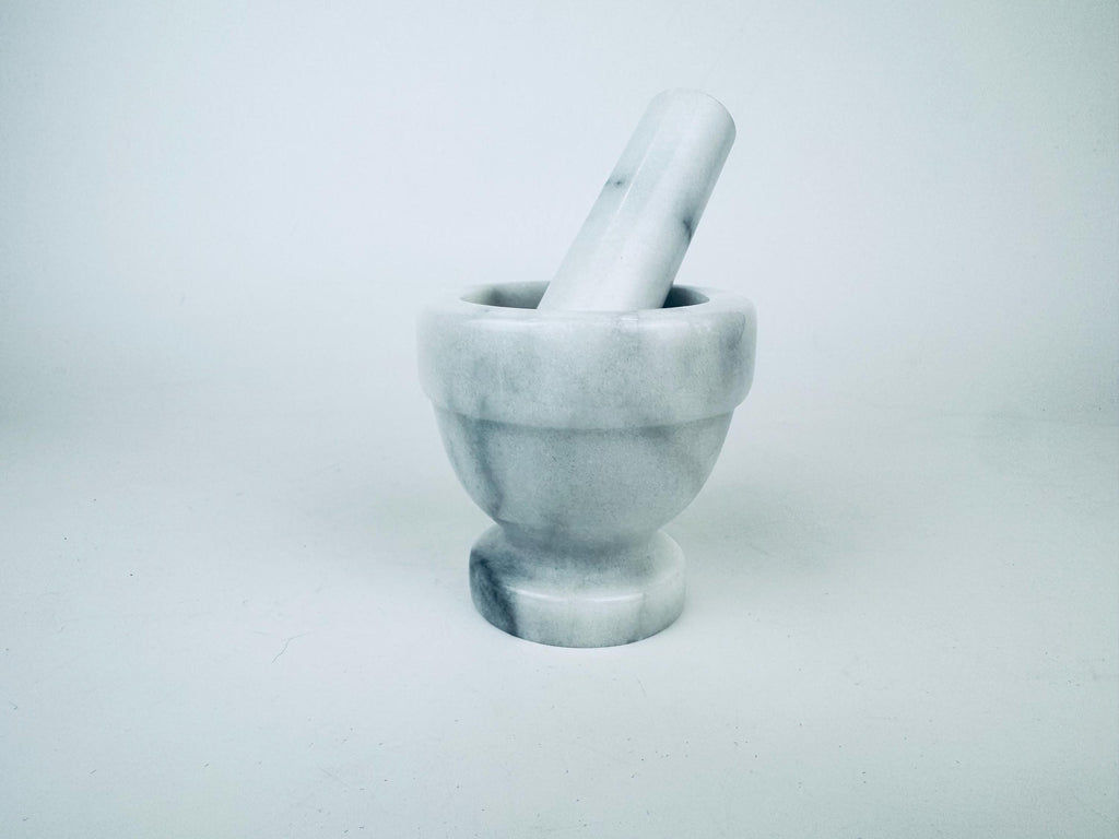 Product image for 'vintage white grey marble stone mortar pestle' (view 196a62)
