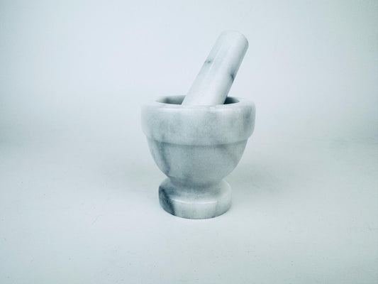 Product image for 'vintage white grey marble stone mortar pestle' (view 196a62)