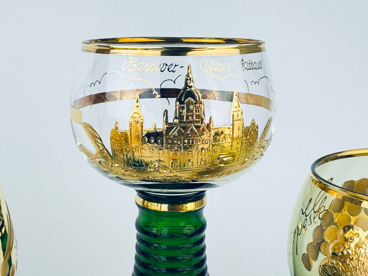 Product image for 'vintage german souvenir roemer green beehive stemmed barware glass sold separately' (view 7799d3)