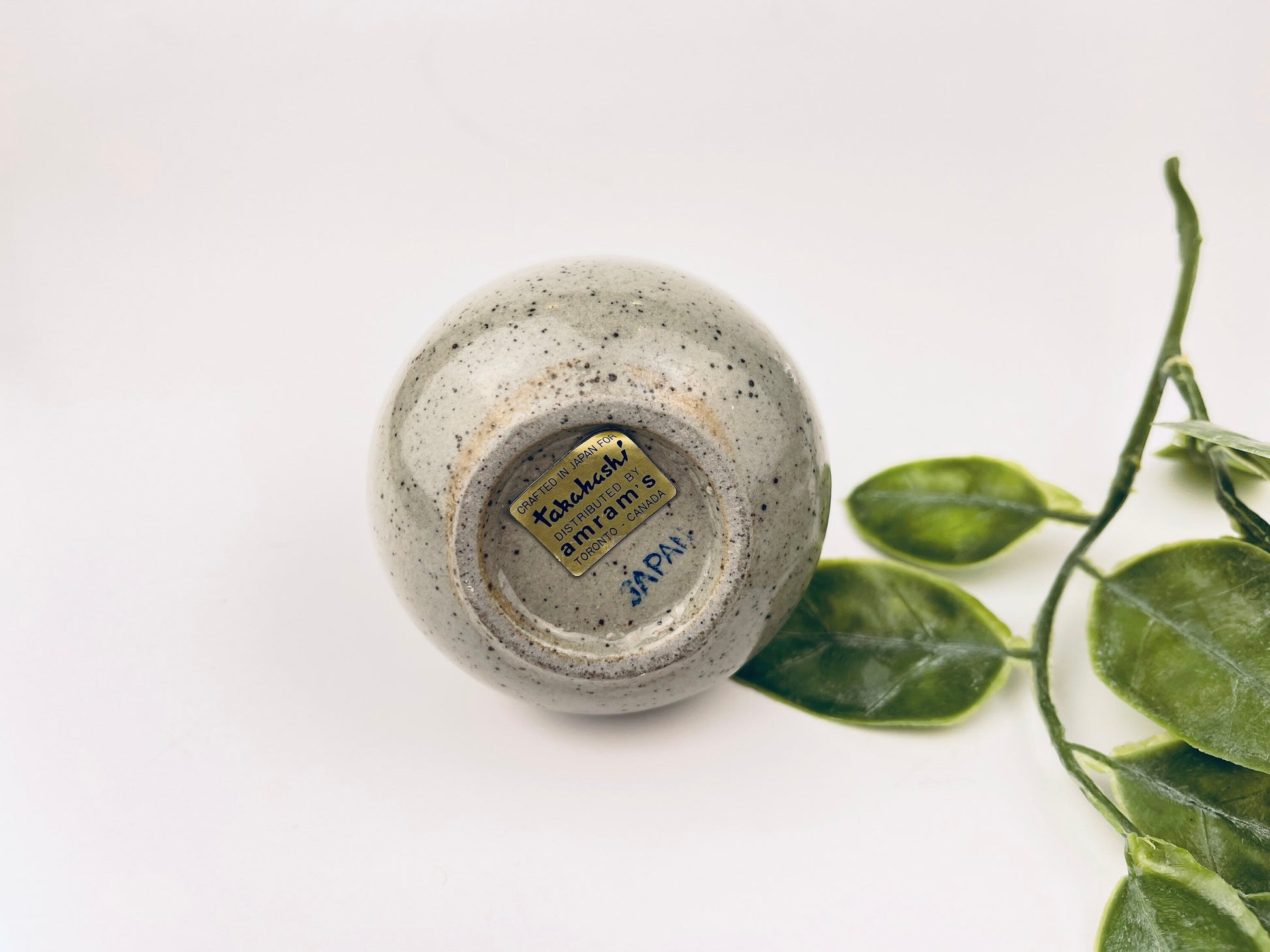 Product image for 'vintage japanese grey speckled bud vase mid century stoneware elegance' (view c49237)