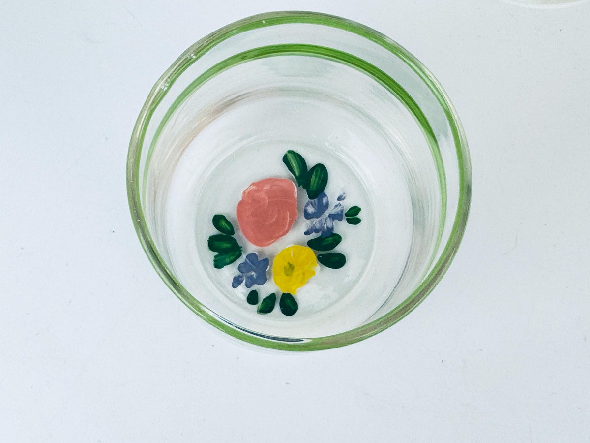 Product image for 'vintage hand painted bedside carafe tumbler set floral glass water set' (view 367af1)