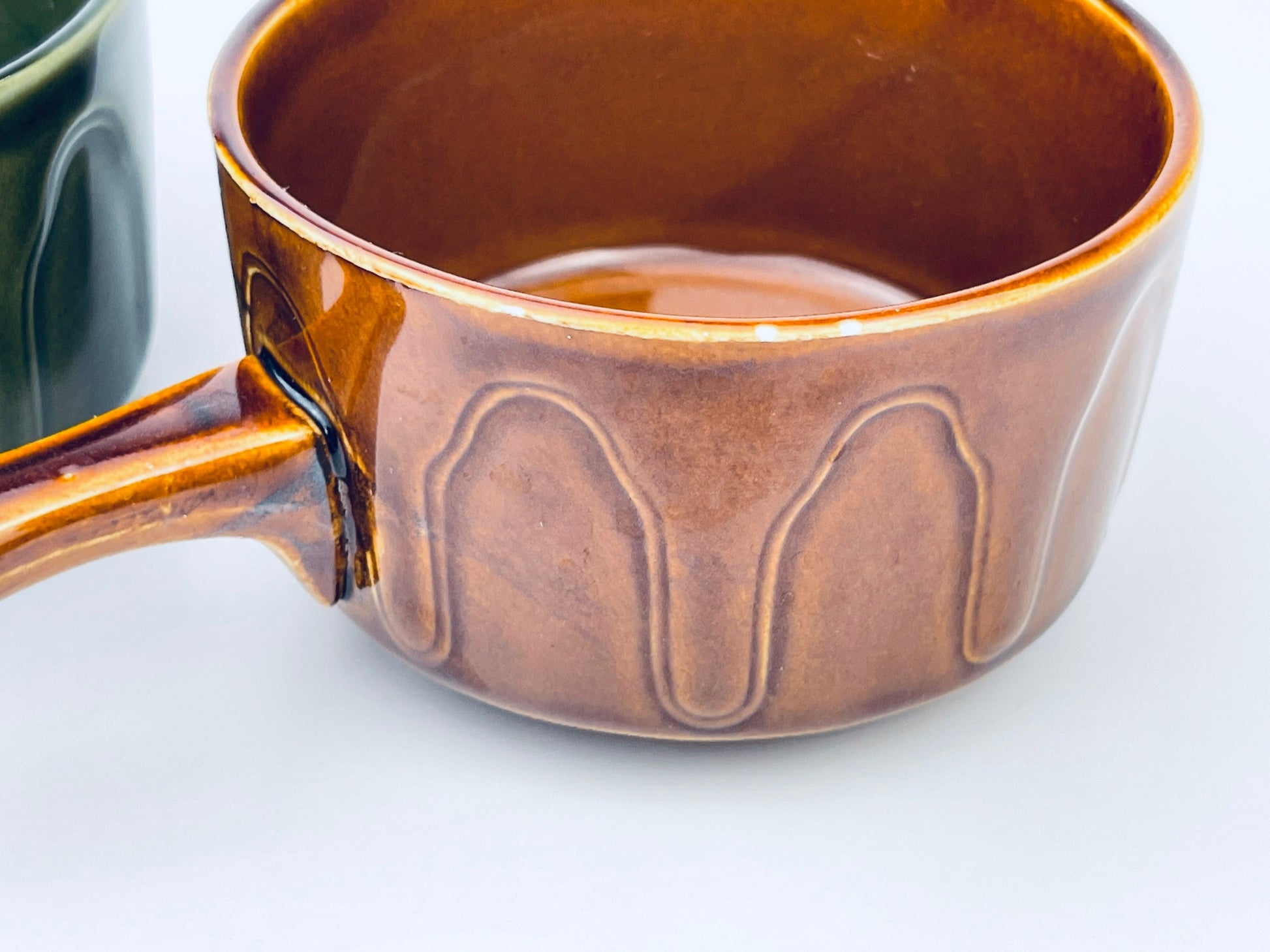Product image for 'vintage english handled green brown drip glazed ceramic soup bowls set of two 2' (view 6e6657)