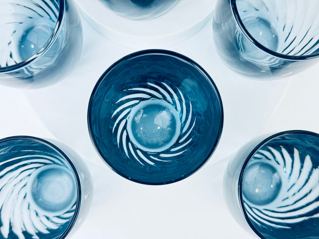 Product image for 'vintage tiara bleu libbey swirl juice glasses set of six 6' (view 2099b8)