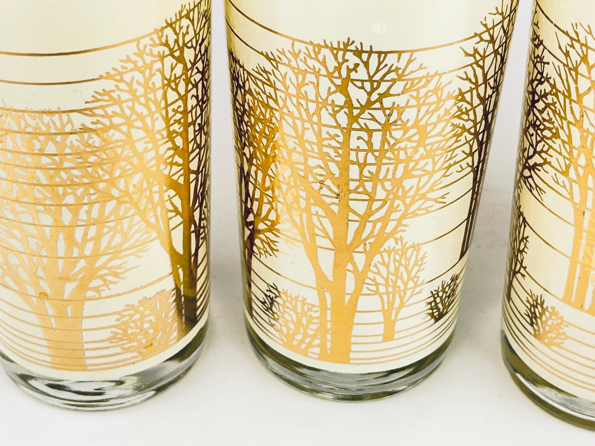Product image for 'vintage beige gold tree water glasses set of four 4' (view ee180c)