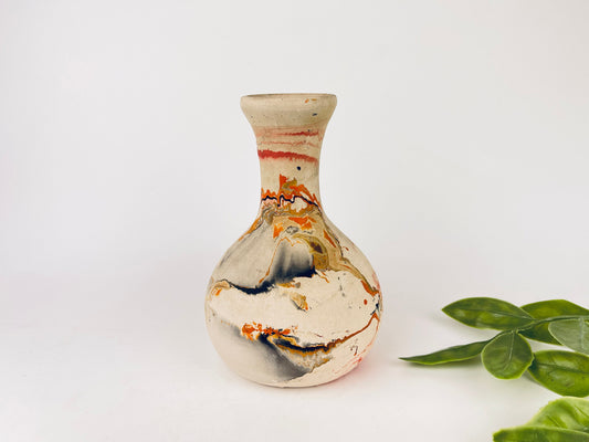 Product image for 'vintage nemadji pottery swirl bud pottery vase beige orange black pattern made in usa' (view f6a7e8)