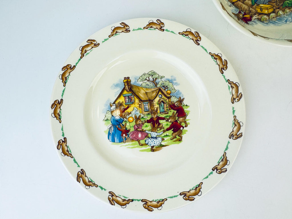 Product image for 'vintage bunnykins royal doulton plate bowl set cream ceramic 1950s english nursery dishware' (view 2a34e3)