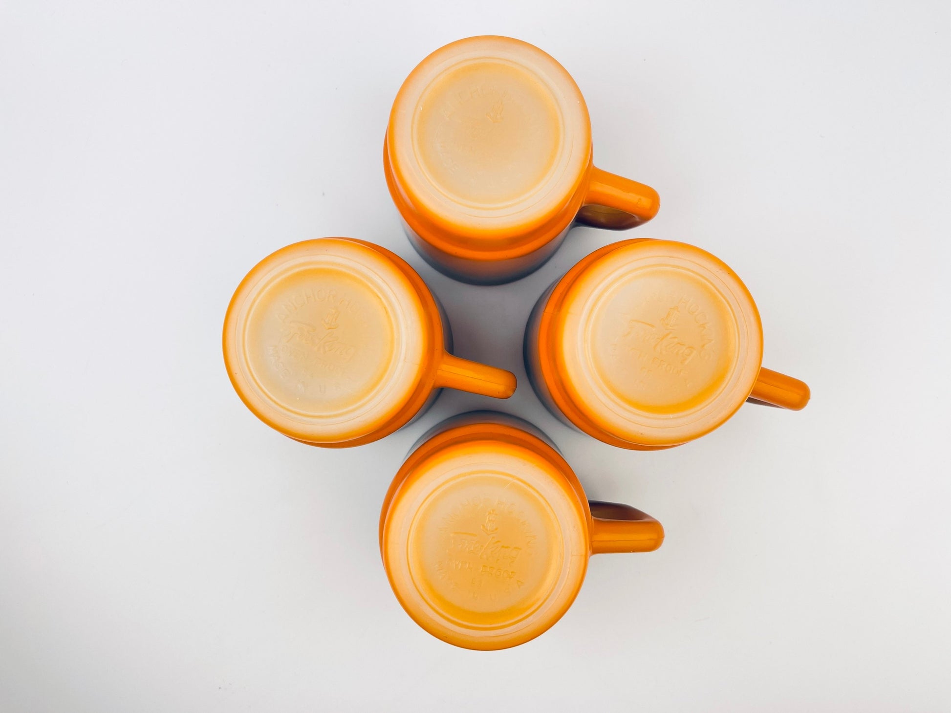 Product image for 'vintage anchor hocking fire king orange brown ombre milk glass mugs made in usa sold individually' (view 51c3d0)