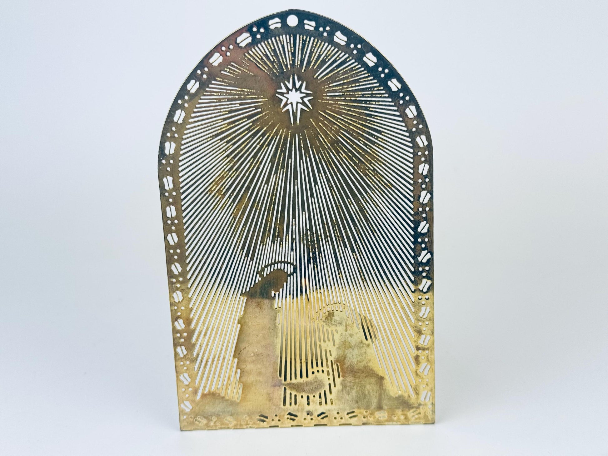 Product image for 'vintage gold plated brass christmas candleholder mary joseph jesus' (view 70f819)